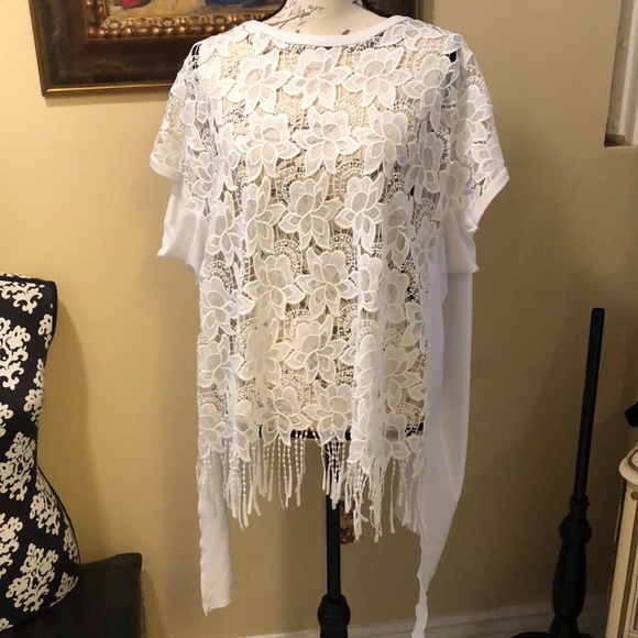 Joseph Ribkoff Tops - J. Ribkoff Chantilly open lace front stretchy opaque lace back bohemian top